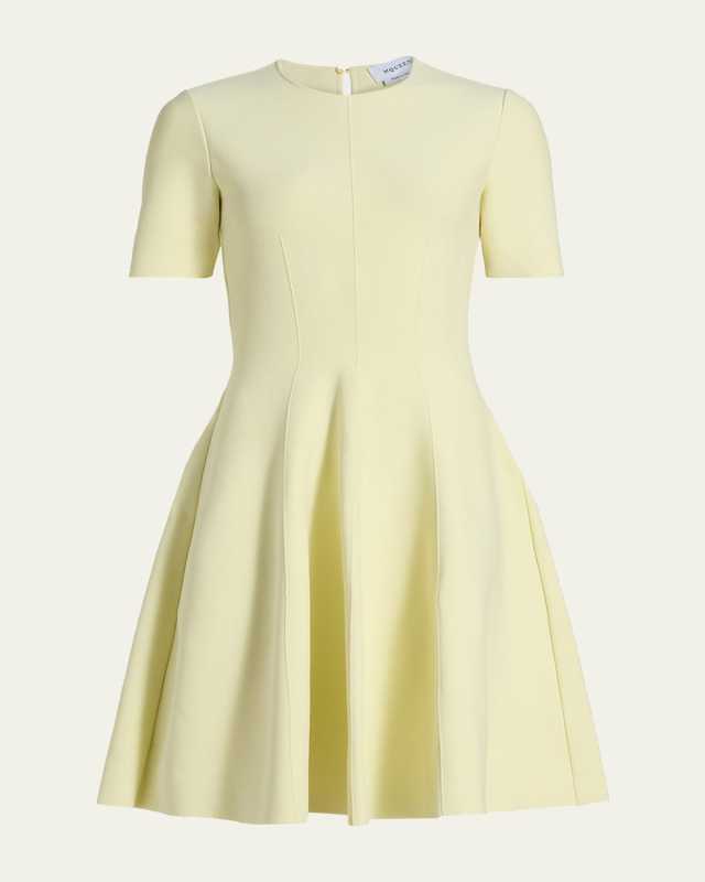 Seamed Short-Sleeve Mini Dress
